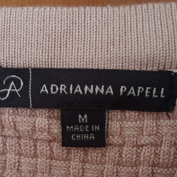 Adrianna Papell Cream Fitted Ribbed T-Shirt - Picture 2 of 5